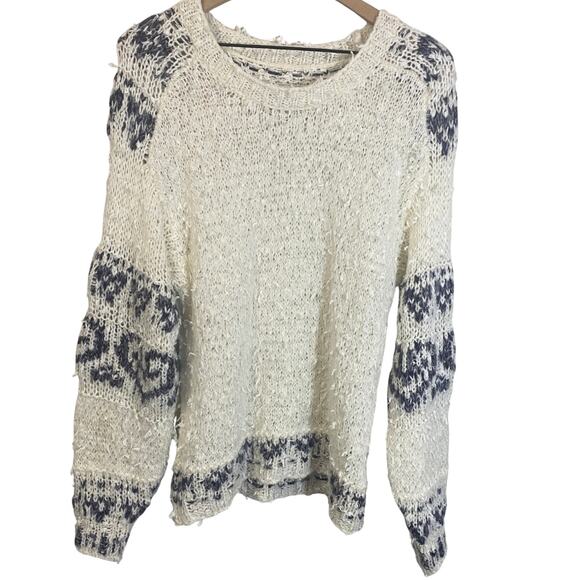 Anthropologie Pilcro Petra Ivory Grey Feathered Oversized Cozy Sweater Sz XS - Picture 2 of 15